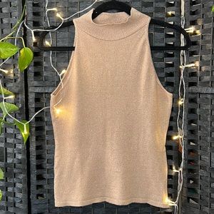 Caché Vintage Metallic Gold Sleeveless Top